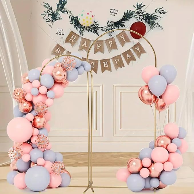 Arch Backdrop Stand for Party,5 FT,6 FT Metal Balloon Arch Stand,Gold Wedding Arch Stand for Birthday Ceremony,Baby Shower,Graduation Decoration