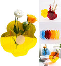 Acrylic Flower-Shaped Vase in Lemon Yellow, Bright Modern Centerpiece for Home Decor, Living Room, or Wedding Display (Flower Style)