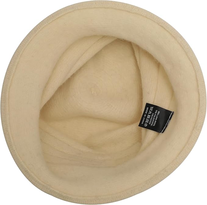 ZLYC Women Wool Cloche Bucket Hat 1920s Vintage Dress Winter Hats with Flower Accent
