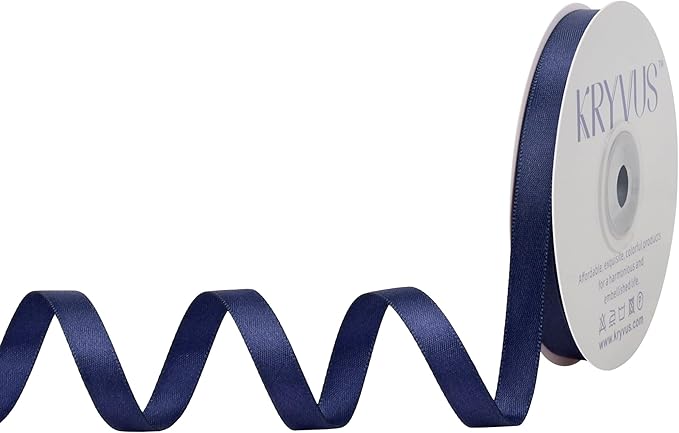 Navy Blue Satin Ribbon, Double Faced 3/8 Inch X 25 Yards, Premium Polyester Satin Ribbon for Gift Wrapping, Crafts, Wedding Decor