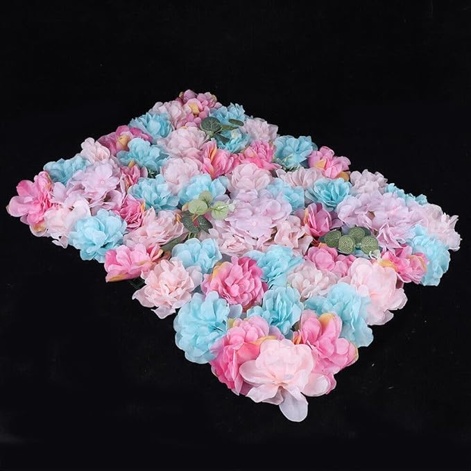 CNCEST 12Pcs Flower Panels,15.7"x 23.6" Artificial Flower Wall Panel, Flower Backdrop Wall for Home Party Wedding Christmas Festival Photo Backgdrop Decor (Colorful-12pcs)