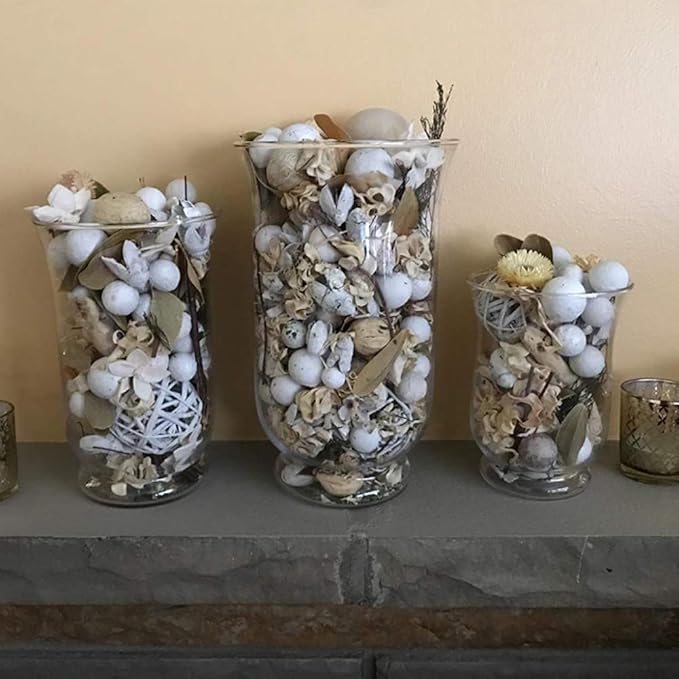 WGV Unique Bouquet Vase Bulk, 5.5" W, 8" H, Clear Short Hurricane Glass Candle Holder, Floral Planter Terrarium, Home Wedding Event Decor, 12 Pieces (VHV0808)