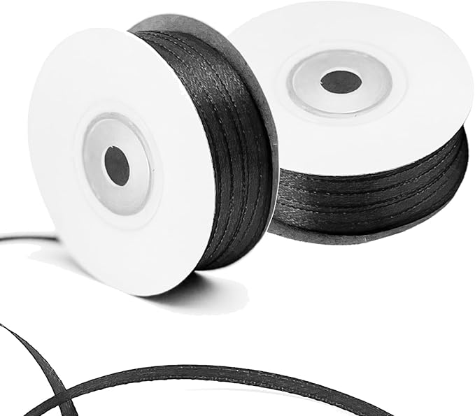 Black Satin Ribbon - 200 Yards x 1/8-Inch,Black Ribbons for Gift Wrapping/DIY Bows Decoration/Sewing(100 Yards x 2)