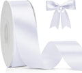 KINGLAKE White Satin Ribbon 1 1/2 inch x 50 Yards - Polyester Silk Hair Ribbons, Fabric Thick White Ribbon for Floral Bouquets, Craft Bow, Gift Wrapping, Wedding, Valentines Day, Baby Shower