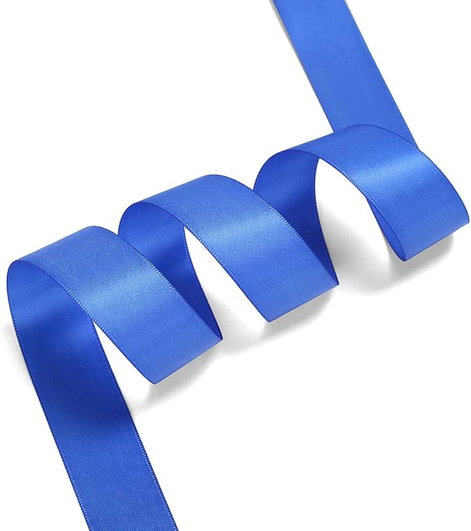 Humphrey's Craft 1 Inch Royal Blue Double Faced Satin Ribbon - 50 Yards Variety of Color for Crafts Gift Wrapping Bows Bouquet Decoration Sewing Christmas Tree Wedding Invitation Card.