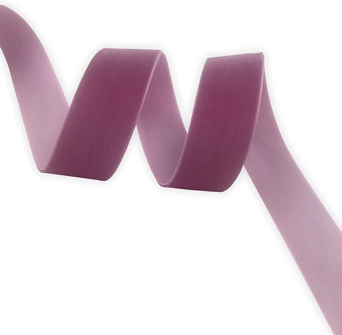 Nylon Velvet Ribbon Single Faced,1 Inch X 25Yards Spool (Purple)