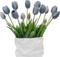 15pcs Fall Blue Tulips Artificial Flowers Real Touch Latex Fake Tulips Flower Soft Faux Tulip Bouquets Arrangements for Party Wedding Home Garden Outdoors Decor