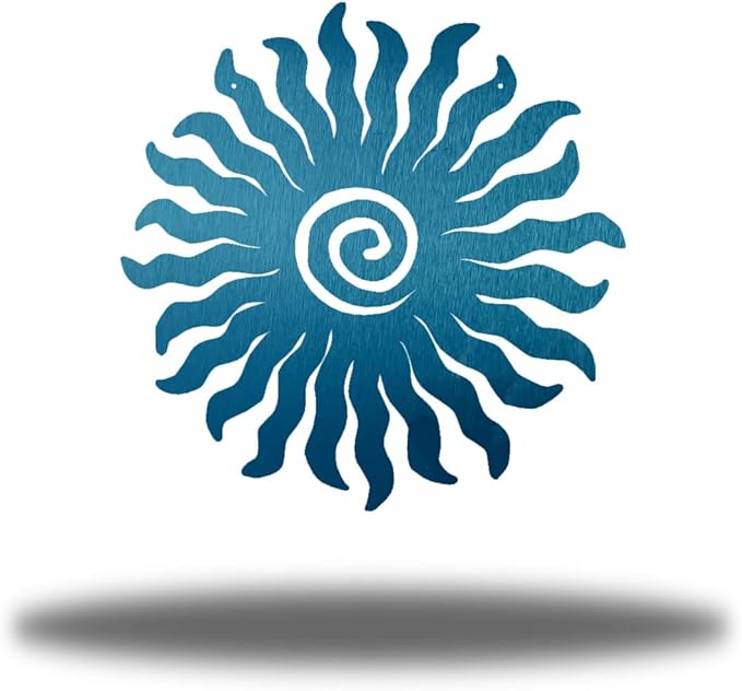 Riverside Designs Sunburst Metal Wall Art Steel Outdoor Decor - Heavy-Duty and Waterproof - Made in USA (36", Teal)