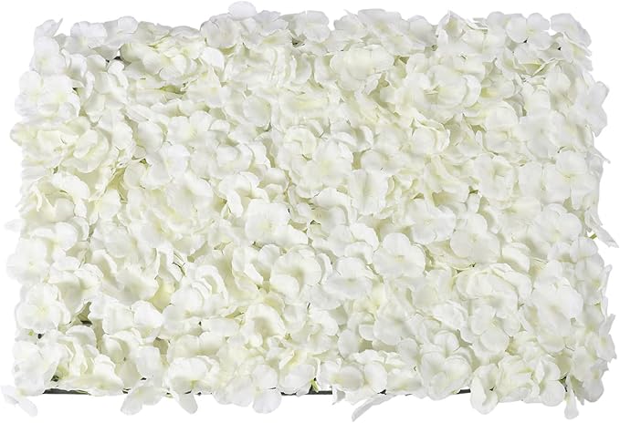 LOYALHEARTDY 10 PCS Artificial Flower Wall Panel 24" x 16" Faux Flowers Wall Decoration Miky-White Hydrangea Flower Panels Wall for Home Party Wedding Christmas Festival Photo Backgdrop Decor