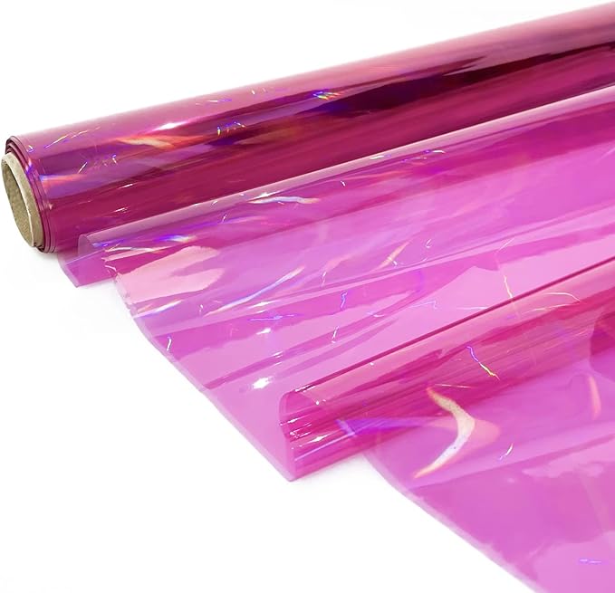 CMFYHM Iridescent pink Cellophane Wrap Roll I 34 In Wide X 50 Ft Long I Colorful Cello Perfect For Baskets,Gifts, Treats,Birthday Holiday Wedding Floral, Party Arts Crafts Decoration (pink)