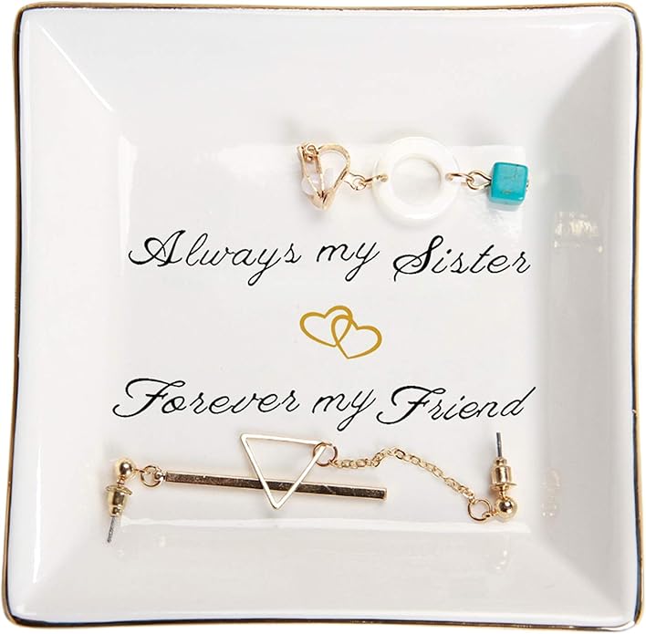 HOME SMILE Ceramic Ring Dish Jewelry Tray for Mom Sister Friends