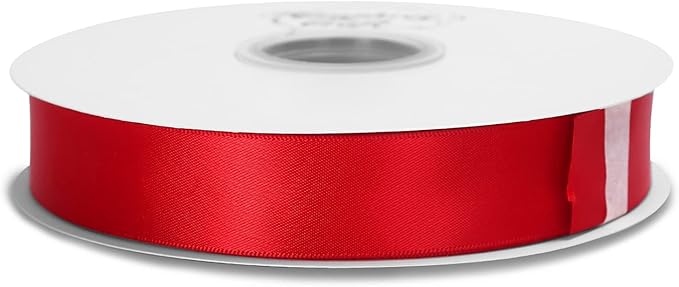 Humphrey's Craft 7/8 Inch Red Double Faced Satin Ribbon Gift Wrapping for Christmas Wedding Festival DIY Bows Bouquet Decoration Invitation Card -25 Yards