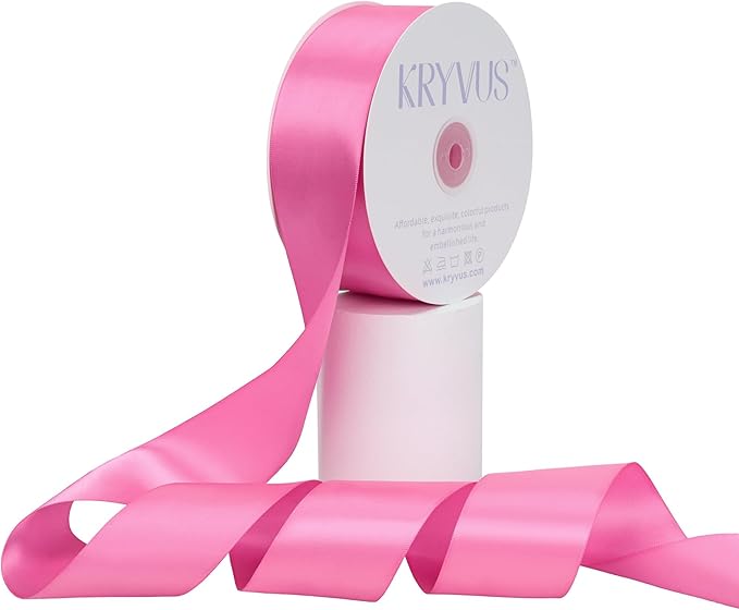 Hot Pink Satin Ribbon, Double Faced 2 Inch X 50 Yards Hot Pink Ribbon, Premium Satin Ribbon for Gift Wrapping, Crafts, Hair Bow Making, Sewing, Flower Bouquet, Wedding Party Decor
