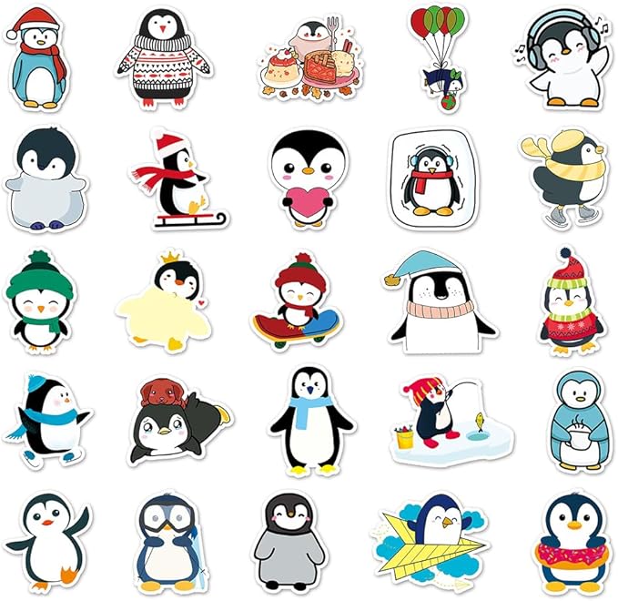 Penguin Stickers for Teens Boy Girls Kids|50 Pcs|Cute Cartoon Vinyl Waterproof Stickers for Laptop Computer Phone Tablet Luggage Flasks Water Bottle Bike Car Notebook,Lovely Decals Pack(Penguin)