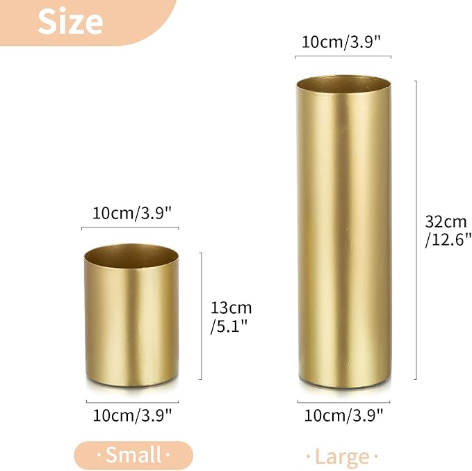 NUPTIO Gold Flower Vases for Centerpieces: 2 Pcs 5.1 inch Small Metal Flowers Vase Stand Wedding Centerpieces for Tables Centerpiece Table Decorations