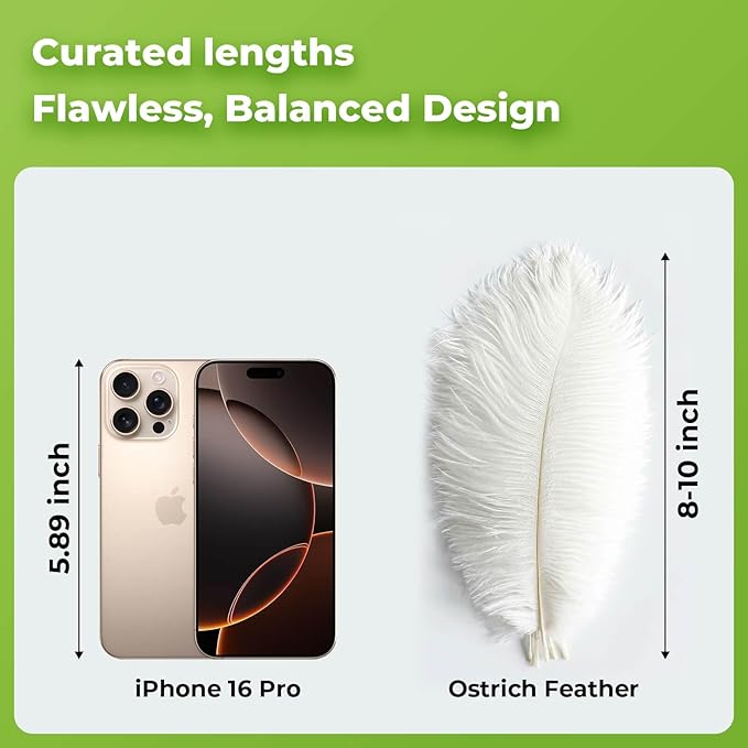 Piokio 20 pcs Natural White Natural Ostrich Feathers Plumes 8-10 inch(20-25 cm) Bulk for DIY Clothes, Feather Pens, Dream Catcher, Gatsby Decorations