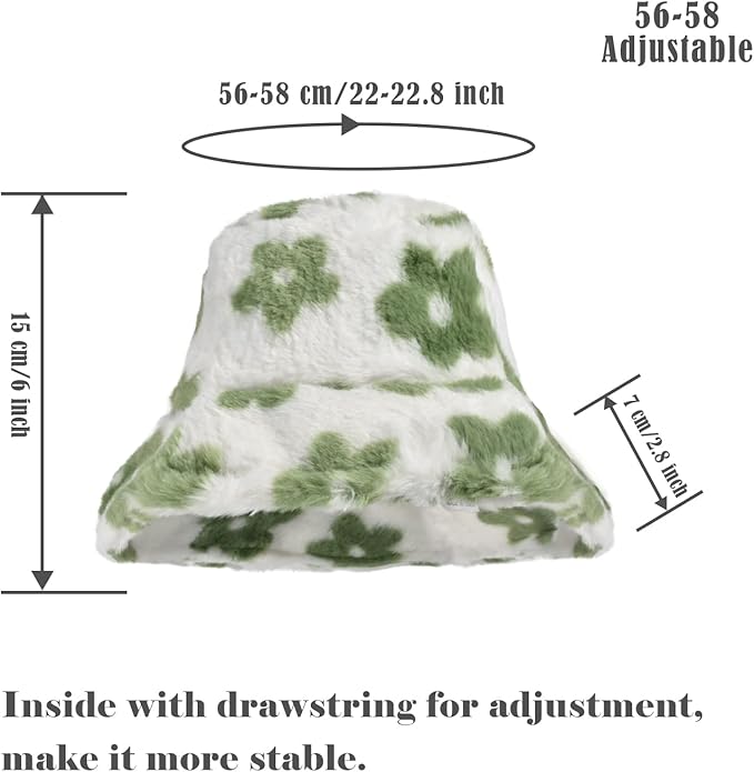 Winter Soft Faux Fur Plush Bucket Hat, Lovely Fisherman Cap, Fashion Outdoor Thick Warm Sun Cap for Women