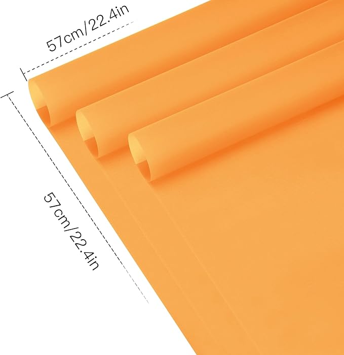 WRAPAHOLIC 20 Sheets Flower Wrapping Paper - 22.4 x 22.4 inch Pure Orange Color Water-Resistant Floral Bouquet Wrapping Paper, Florist Supplies Packaging for Wedding Birthday Gift DIY