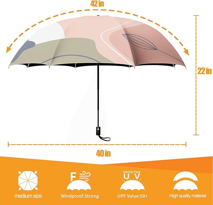 Small Compact Travel Automatic Folding Umbrella for Women, Portable Lightweight, Rain, Wind, UV Sun Shade