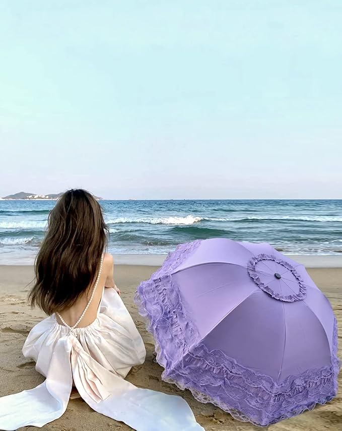 Vintage Lace Parasol Gothic Lolita Umbrella UV Sun Protection Witch Cosplay Photoshoot Props Party Decoration