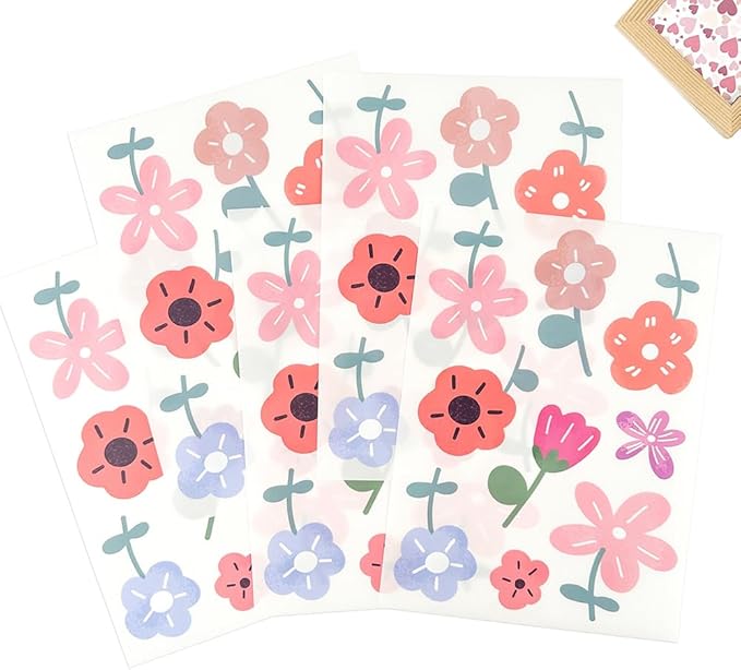 90PCS Pastel Floral Wall Decals – 10 Sheets Peel & Stick Vinyl Wall Stickers (Sizes 2.2"-4.5"), Pastel Removable Boho Aesthetic Flower Wall Art for Nursery, Kids Girls Bedroom, Dorm & Home Decor