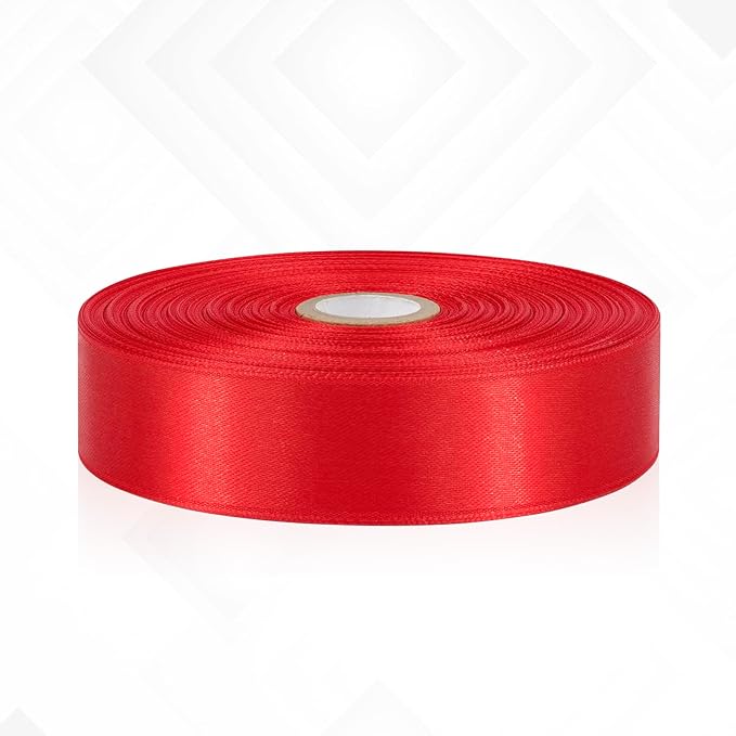 Red Satin Ribbon 1 Inch, 60 Yards Red Fabric Ribbon for Hair, Flower Bouquet, Gift Wrapping, Crafts, Graduation Wreaths, Christmas, Invitation Cards