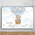 ChloropLastid We Can Bearly Wait Baby Photo Backdrop 12x10ft Pink Hot Air Balloon Bear Background for Baby Balloons Clouds Stars Girl Baby Shower Newborn Party Cake Photo Decoration