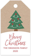 Andaz Press Personalized Christmas Holiday Season Classic Gift Tags, Merry Christmas Custom Family Name and Year, Christmas Tree Design, for Holiday Events, Parties, and Favors, 60-Pack