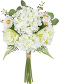 Hydrangea Artificial Flowers 12PCS White Faux Flowers Fake Hydrangea Daisies Silk Arrangements Realistic Fake Flowers for Vase Floral Centerpiece Arrangements Wedding Bridal Bouquet Party Home Decor
