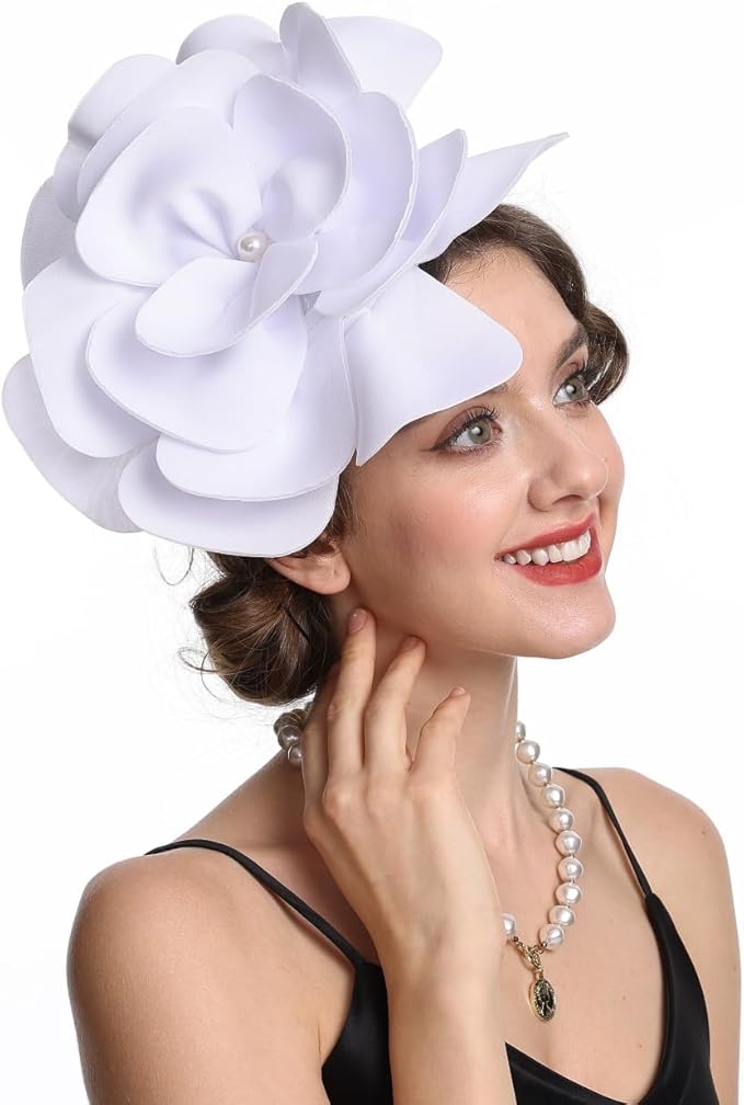 Feather Fascinator for Women - Vintage with Headband and Clip Tea Party Headwear