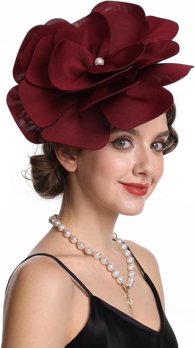 Feather Fascinator for Women - Vintage with Headband and Clip Tea Party Headwear