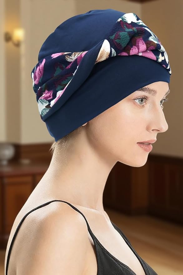 XYIYI Knot Chemo Headwear for Womens Cancer Patients, Stretchy Chemotherapy Headwraps Beanie Hats