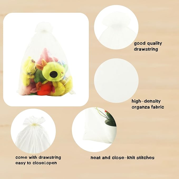 QIANHAILIZZ 50 Pack 12 x 16 Inch Drawstring Jewelry Gift Organza Bags Plant Covers Plants Protection Bag D5B (A-IVORY)