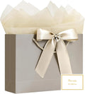 JMANNI Gift Bag, 1PCS Gift Bags Large with Ribbon and 1 Greeting Cards 2 Tissue Paper, Portable Paper Gift Bag with Handles, Birthday Gift Bags,Present Bags for Wedding Party Mothers Day