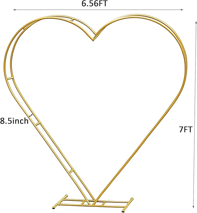 7FT Heart Shaped Metal Arch Frame, Wedding Arch Stand for Ceremony, Large Double Tube Balloon Arch for Wedding Backdrop (White)
