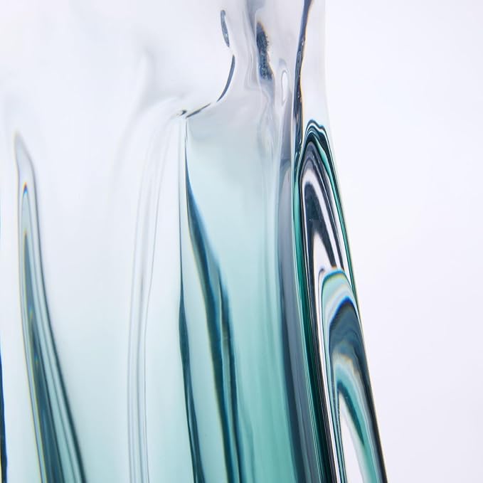 Luxury Lane Hand Blown Laine Sommerso Art Glass Vase for Home Decor 10 inch Tall Centerpiece Table Decoration