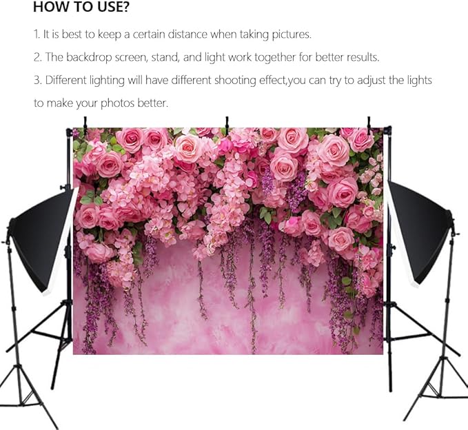 Pink Rose Flower Wall Backdrop for Birthday, Wedding, Bridal Shower, Valentine Day Party Decorations for Bridal Shower Party Decorations (6x4ft)