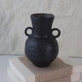 Rustic Small Ceramic Vase, Handcrafted Black Farmhouse Vase, Wabi Sabi Pottery Decor for Kitchen, Bedroom, Office, Living Room, Bathroom, Shelf Centerpiece Table