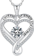 Jewelry for Women Wife Infinity Heart Birthstone I Love You Necklace S925 Anniversary Women Necklaces for Her Wife Birthday Gift Ideas, Birthday Present for Girlfriend Mom Daughter Sterling Silver