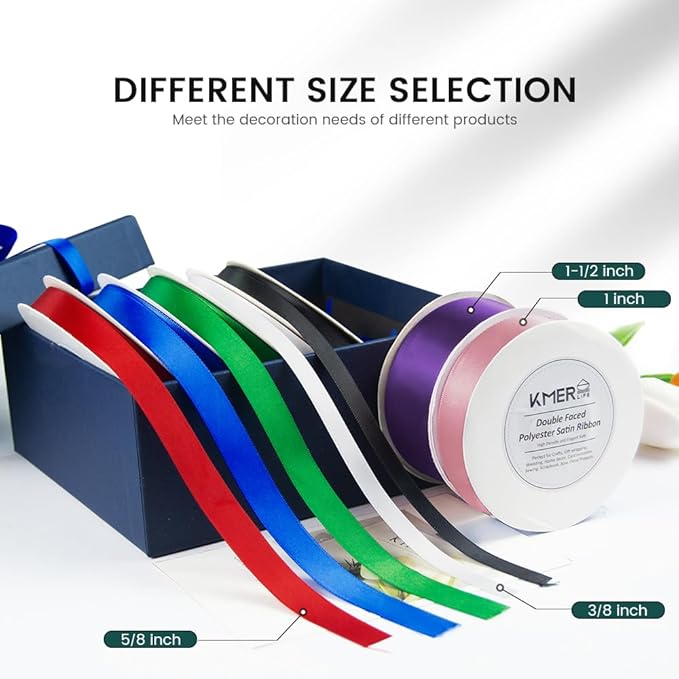 5/8 inch Double Faced Polyester Emerald Green Satin Ribbon, Perfect for Gift Wrapping Very Suitable for Weddings Party Hair Bow Invitation Decorations and More (50 Yards)