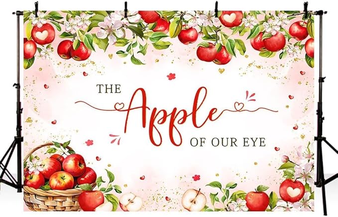 MEHOFOND Fall Apple Baby Shower Photography Backdrop Apple of Our Eye Baby Shower Decorations Autumn Floral Princess Baby Shower Party Photo Studio Booth Background Banner 10x7ft