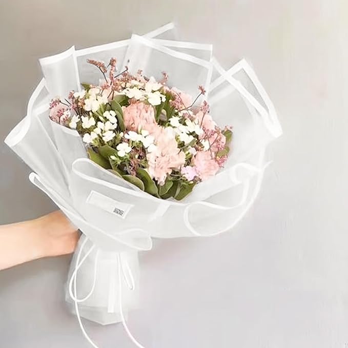 WRAPAHOLIC 20 Sheets Flower Wrapping Paper - 22.4 x 22.4 inch White Border Water-Resistant Floral Bouquet Wrapping Paper, Florist Supplies Packaging Paper for Wedding Birthday Gift DIY