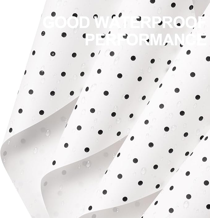 WRAPAHOLIC 20 Sheets Flower Wrapping Paper - 22.4 x 22.4 inch White and Black Polka Dots Water-Resistant Floral Bouquet Wrapping Paper, Florist Supplies Packaging for Wedding Birthday Gift DIY