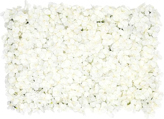 20 PCS Flower Wall Panel Artificial Flowers Wall Decoration 24" x 16" Decorative Hydrangea Flower Panels Wall for Home Party Wedding Christmas Festival Photo Backgdrop Decor (20PCS, White)