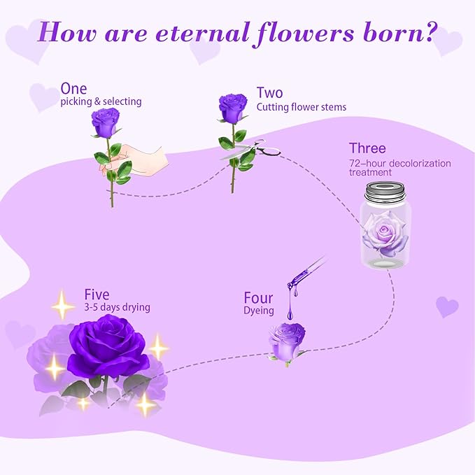 FIACO Gifts for Women Preserved Rose Forever Flower in Glass Dome Fresh Flowers for Delivery Prime Mothers Day Birthday Gifts for Mom Grandma Wife Sister Purple Roses