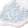 100PCS Glass Flower Beads for Jewelry Making 4 Petal Flower Bead Caps Gradient Cute Floral Beads Aesthetic Charms for Necklace Bracelets Earrings DIY Craft Home Decoration-Blue