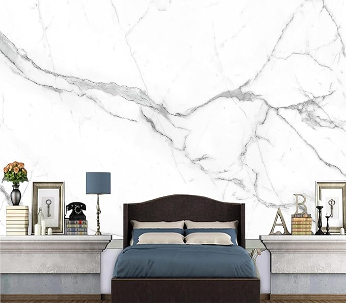 Cliouar-White Statue Marble Texture Background Mural Wallpaper Peel and Stick 137" x 102"
