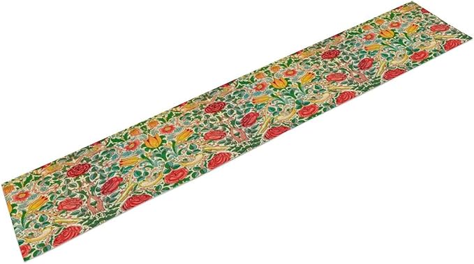 William Morris Original Design Red Rose Table Runner Vintage Floral Table Runner for Dining Table Decor 13 x 60 Inch