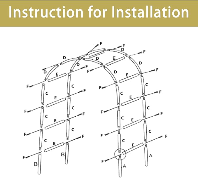 Adorox 7.5ft Garden Arch Trellis for Climbing Plants, Metal Arch Frame, Pumpkin Archway Outdoor Garden Arbors and Arches for Halloween Christmas Birthday Party Baby Shower Decoration(Black)