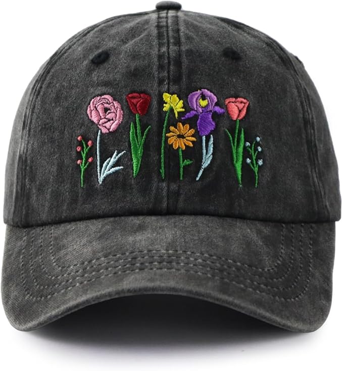 Garden Hats for Women, Adjustable Cotton Embroidered Gardening Baseball Cap